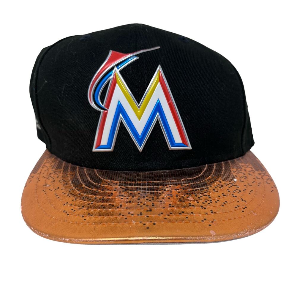 MLB Miami Marlins Black and Orange Snapback New Mens Womens Unisex Baseball